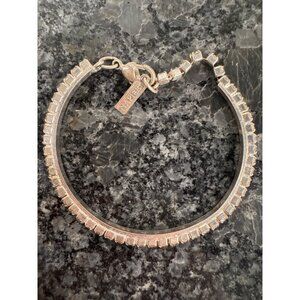 Vintage Napier Silver-Tone Tennis Bracelet With Clear Rhinestones